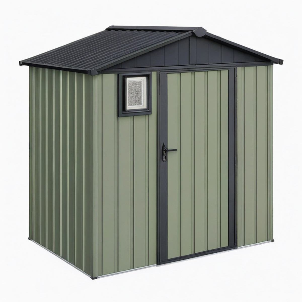 Abri de jardin 200 x 150 x 190 cm en acier vert avec toit incliné