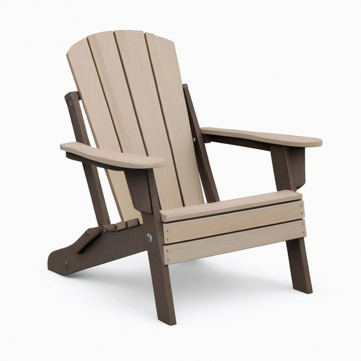 Fauteuil de jardin Adirondack 83 x 92 x 98 cm en plastique beige et marron avec dossier incliné