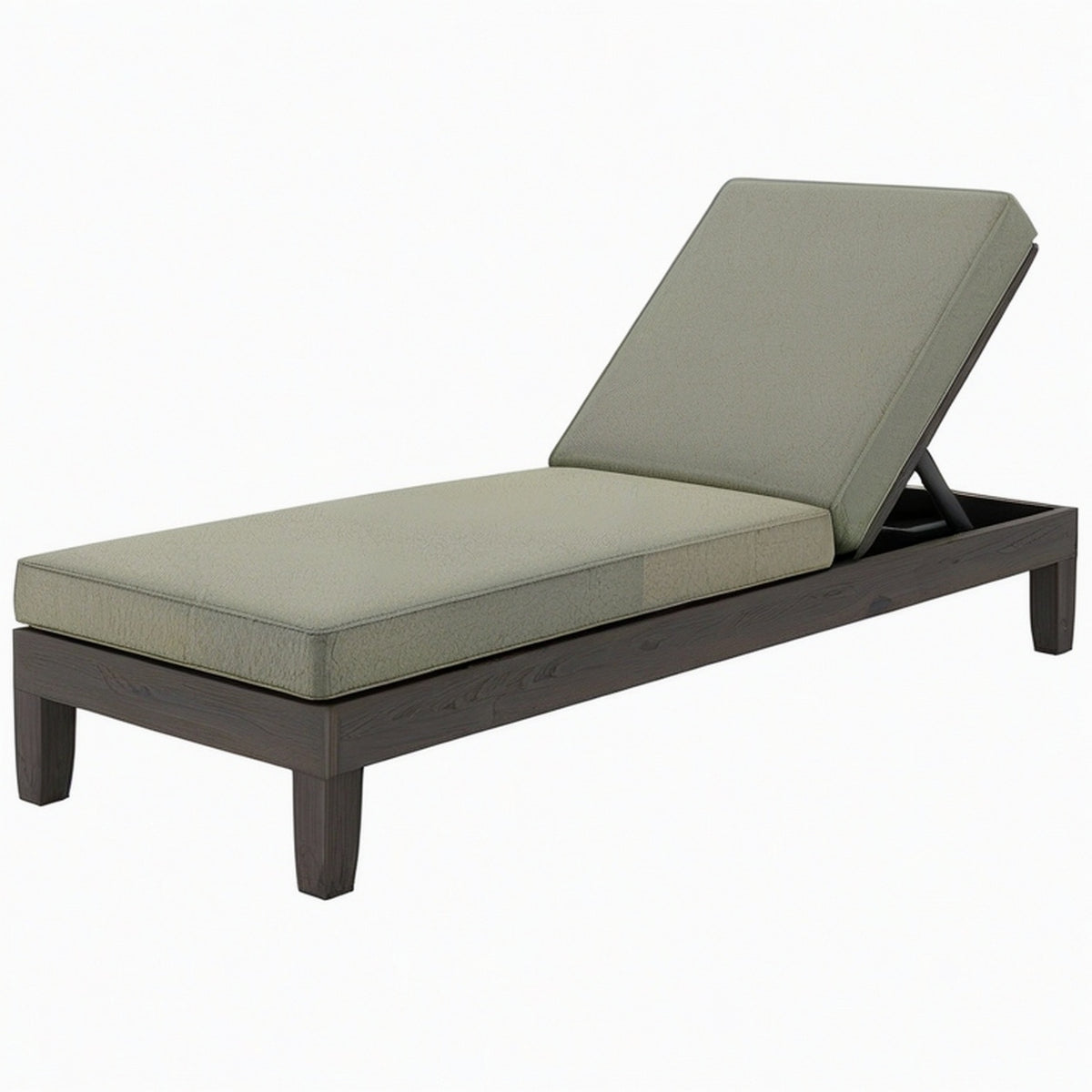 Bain de soleil 200 x 70 cm en bois et tissu vert inclinable