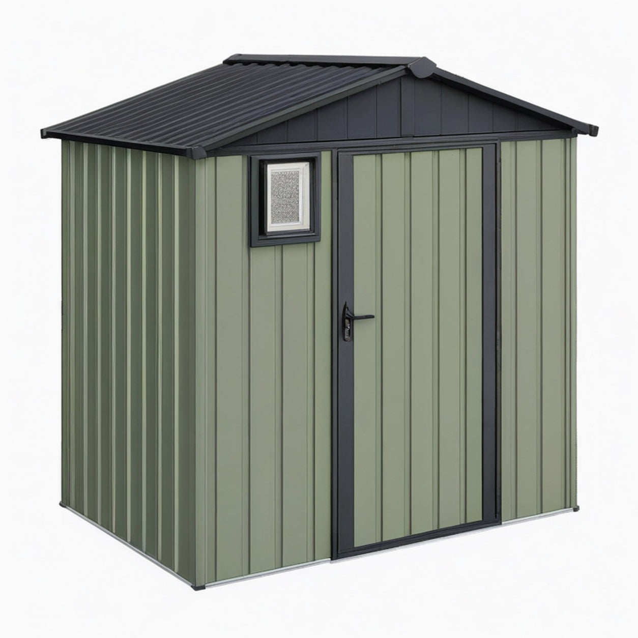 Abri de jardin 200 x 150 x 190 cm en acier vert avec toit incliné