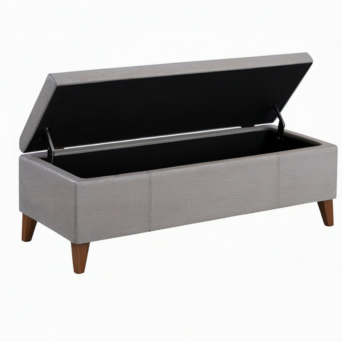 Banquette coffre de rangement 120 x 45 x 46 cm tissu gris style contemporain