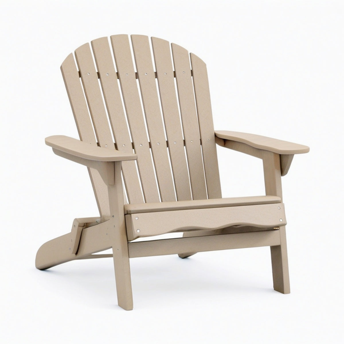 Fauteuil Adirondack 79 x 83 x 97 cm en polyéthylène beige pour extérieur - dossier haut à lattes