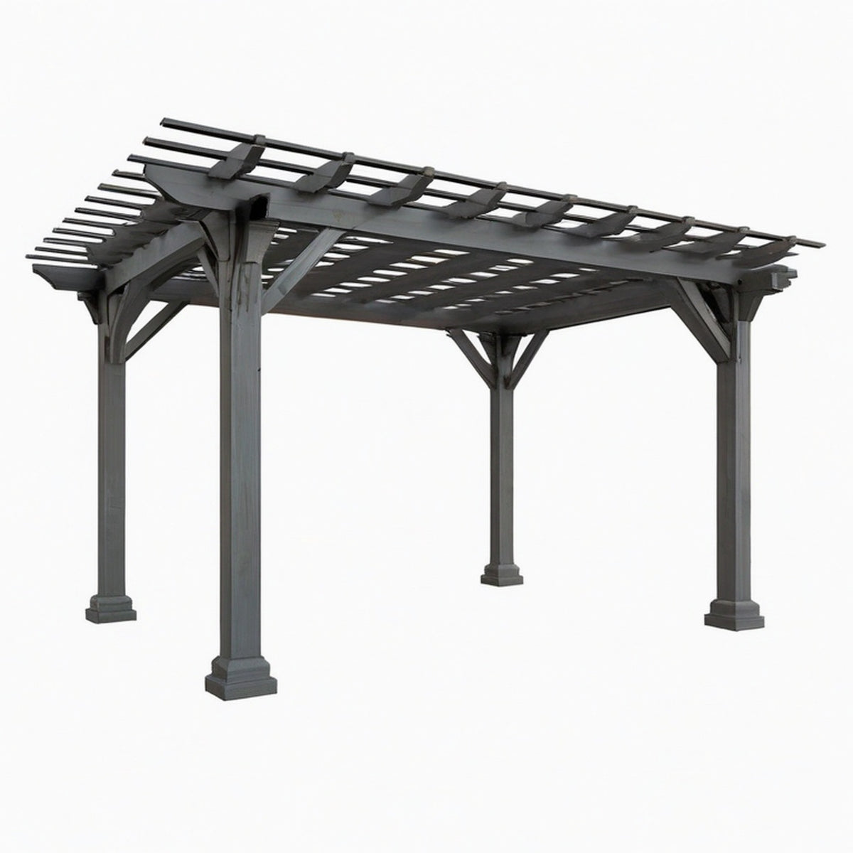 Pergola de jardin 360 x 300 x 250 cm en bois gris à lattes ajourées