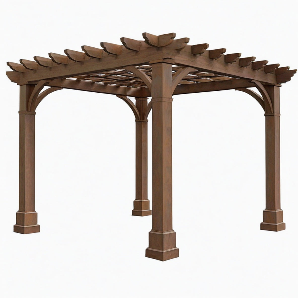 Pergola de jardin 300 x 300 x 240 cm en bois marron style traditionnel