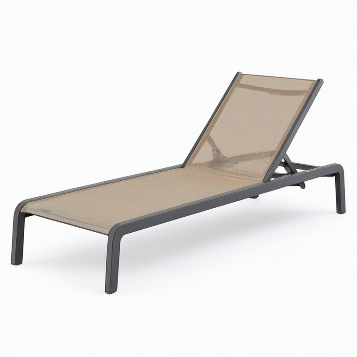 Bain de soleil 200 x 65 cm en aluminium et textilène beige inclinable style contemporain