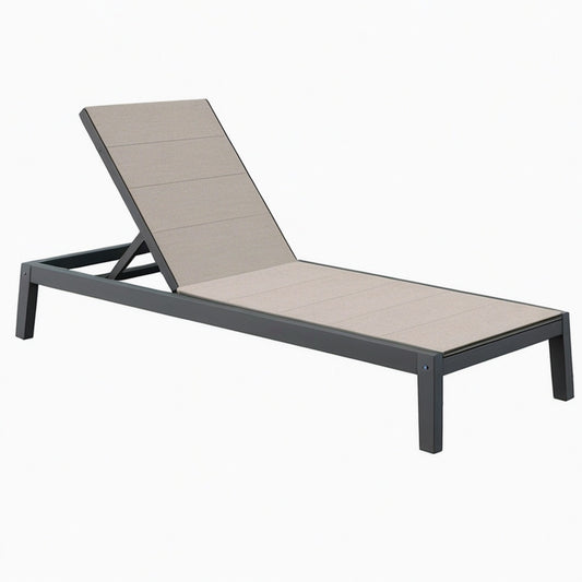 Bain de soleil 200 cm en aluminium et textile beige réglable pour extérieur
