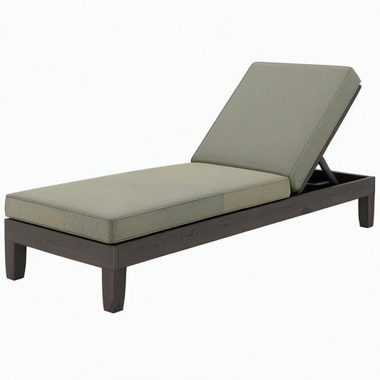 Bain de soleil 200 x 70 cm en bois et tissu vert inclinable