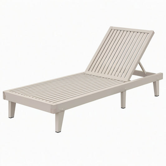 Bain de soleil 200 x 65 cm en aluminium beige à dossier réglable pour extérieur